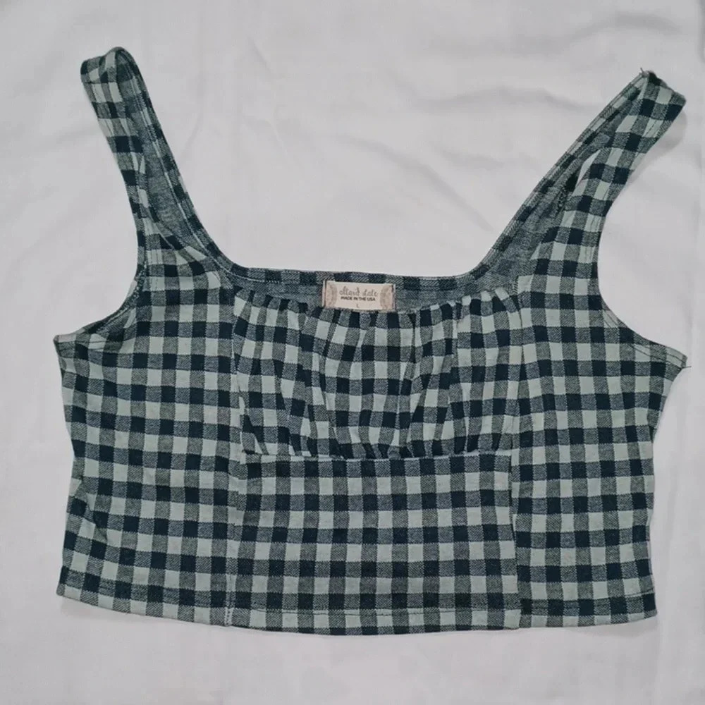 altar'd state checkered crop top